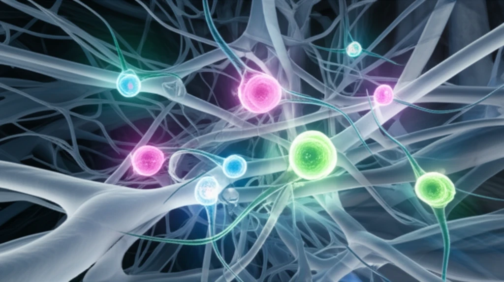 Glowing stem cells navigating the human body, visualized through multi-modal imaging.