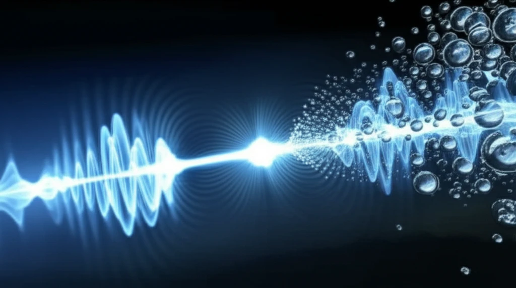 Sound waves influencing particle streams.