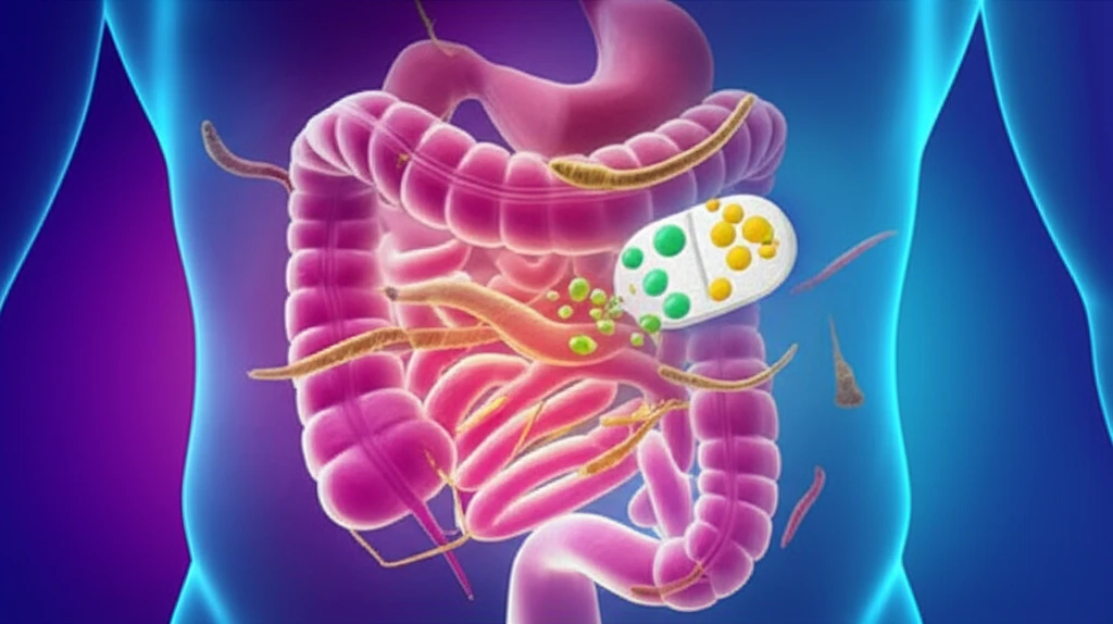 Mebendazole tablet dissolving quickly to eliminate parasitic worms.