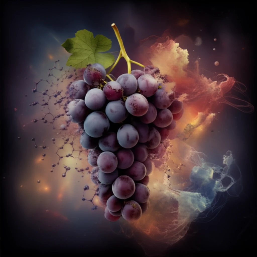 Wine grapes transforming into aroma molecules