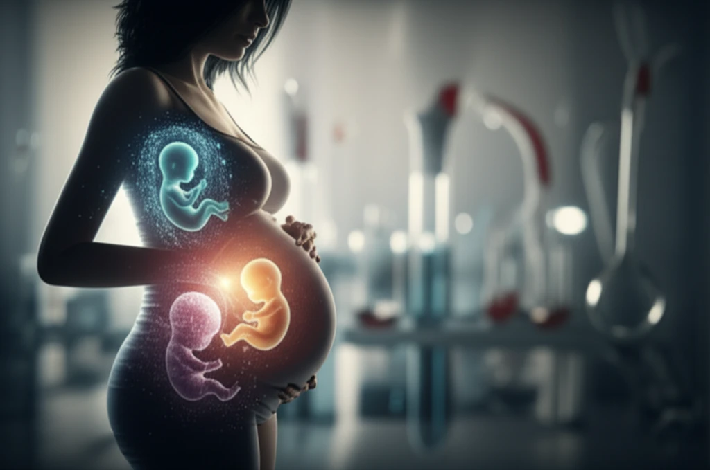 Illustration of twin pregnancy complication after IVF