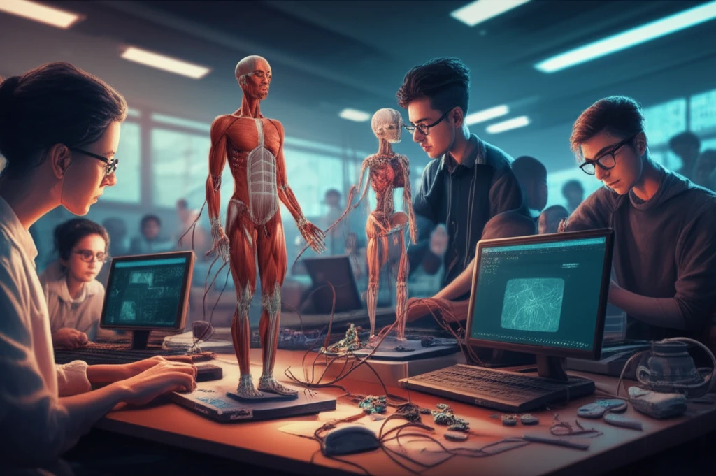 Students actively participating in a hands-on biomechanics class.