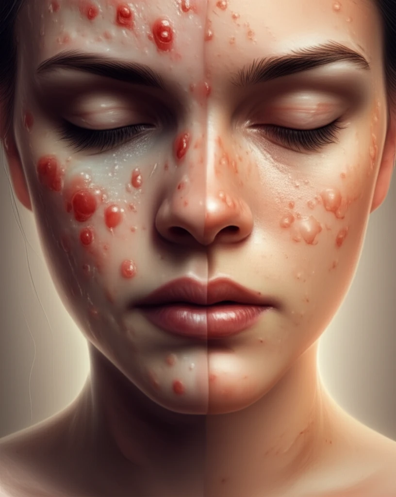 Transformation of skin symbolizing apremilast treatment for psoriasis and autoimmune blistering.