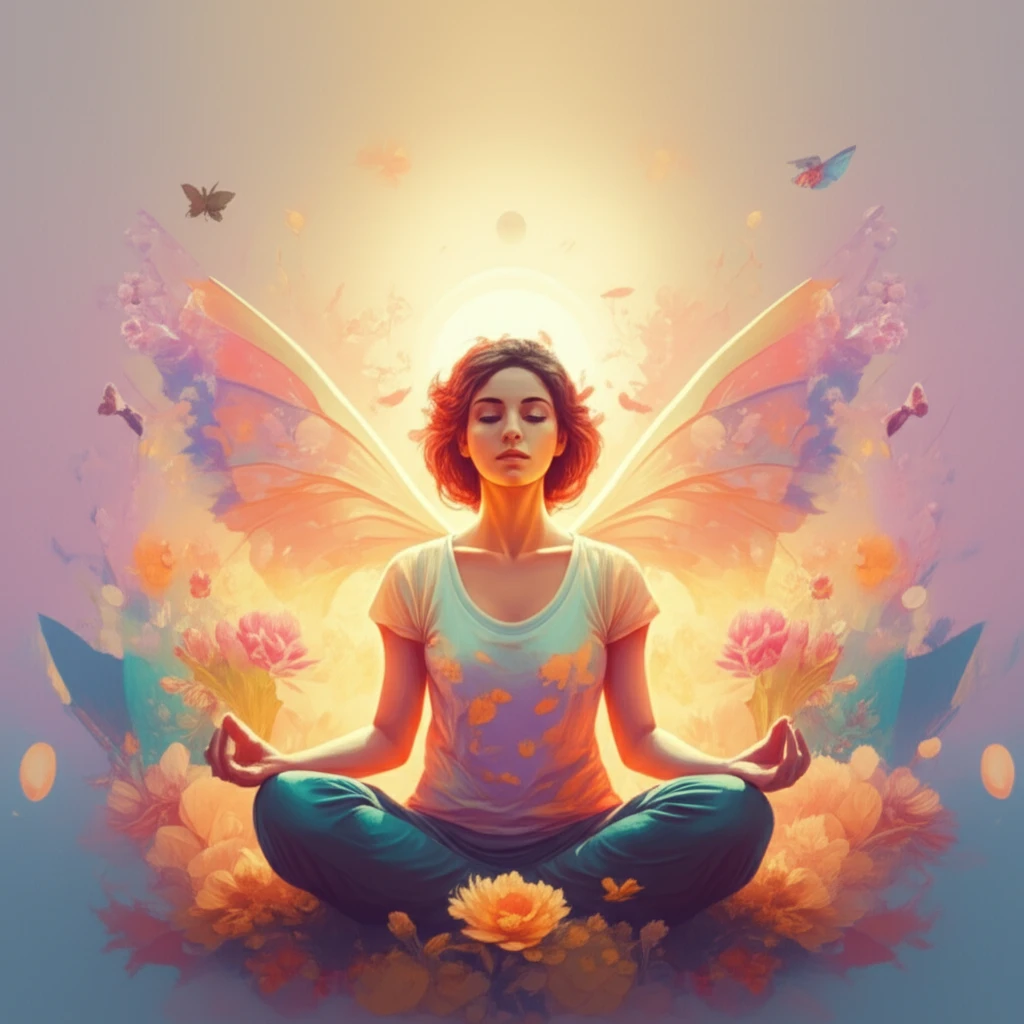 Woman meditating in a garden, finding peace amidst infertility stress.