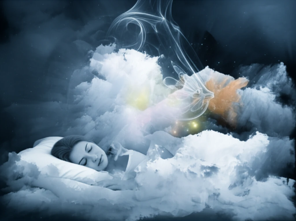 Dreamlike image representing peaceful sleep juxtaposed with breast cancer awareness.