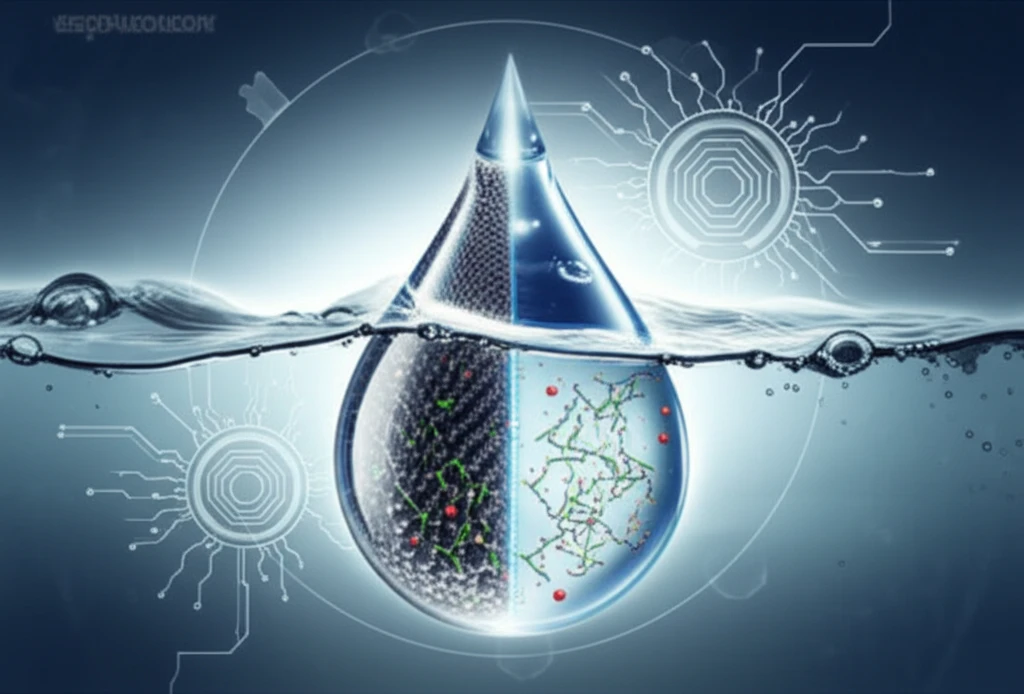 Microscopic view of magnetic nanotubes cleaning polluted water.