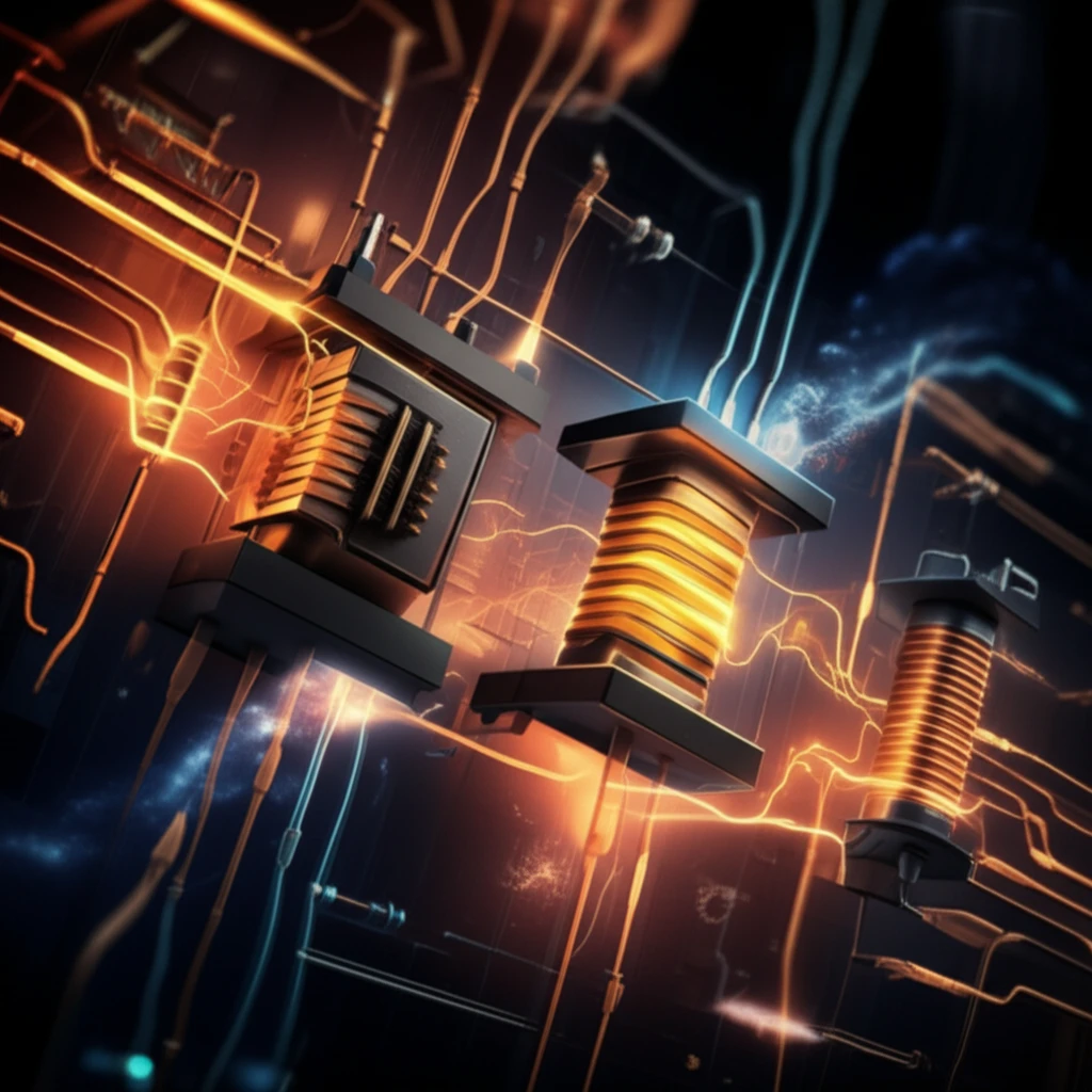 Electricity flowing through a rectifier with energy waves showing efficiency gains