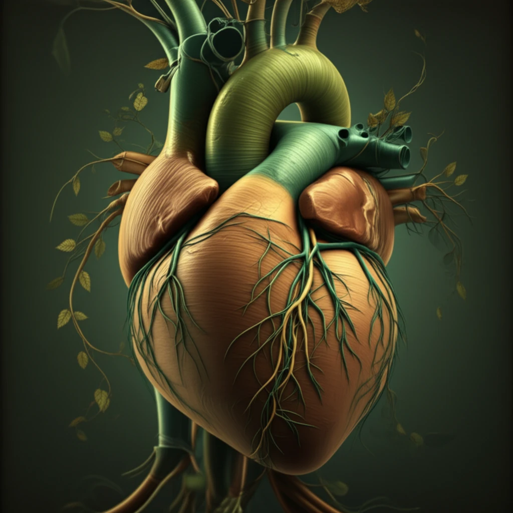Heart entwined with vines and leaves, symbolizing natural heart health solutions