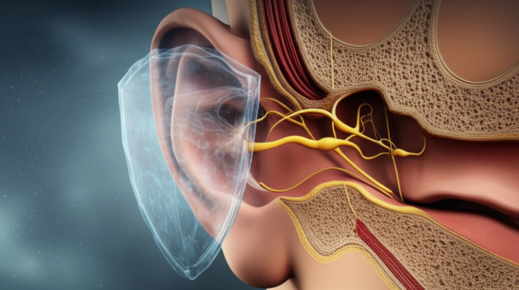 Surreal illustration of facial nerve protection during ear surgery