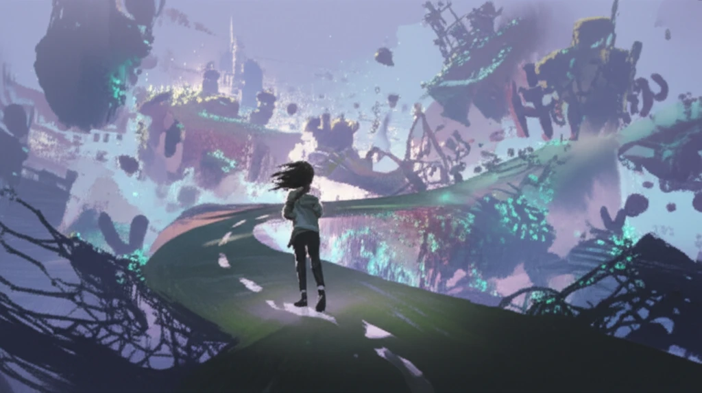 Surreal illustration symbolizing the journey of early psychosis and recovery.