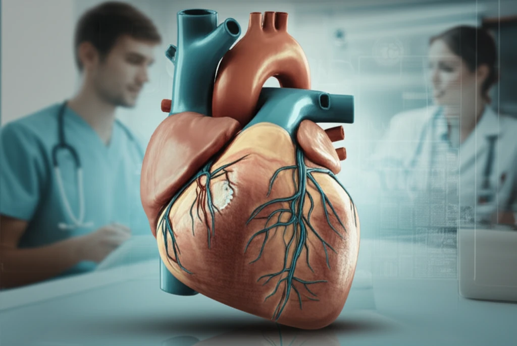 A surreal illustration symbolizing rapid heart attack diagnosis.