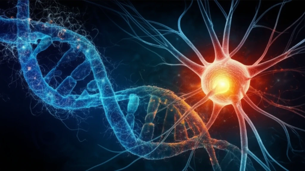 DNA strand transforming into a healthy neuron, symbolizing genetic discovery in hereditary motor neuropathy.
