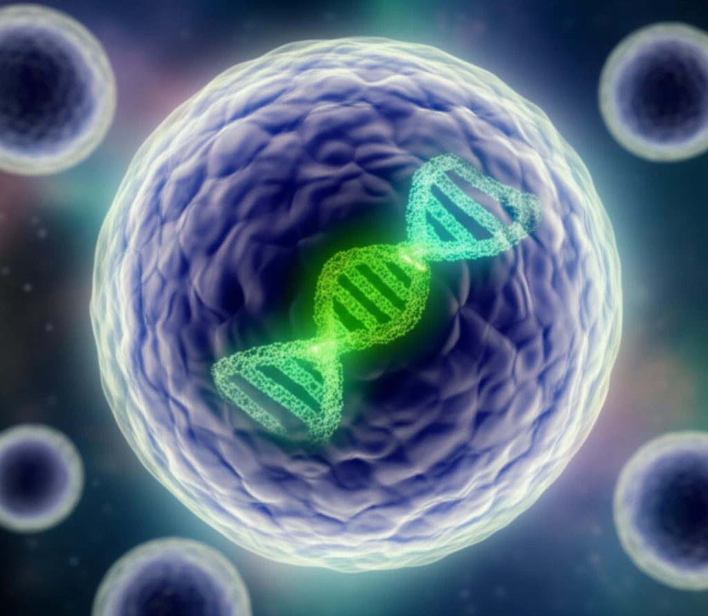 Microscopic view of fertilized egg with DCAF2 protein protecting DNA.