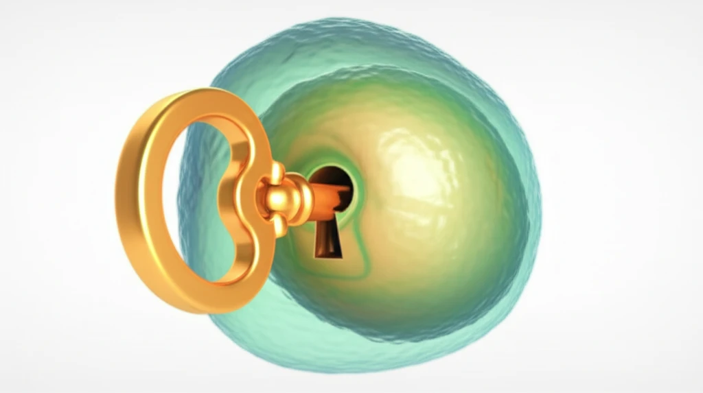 Celastrol molecule unlocking fat cell, symbolizing weight management.