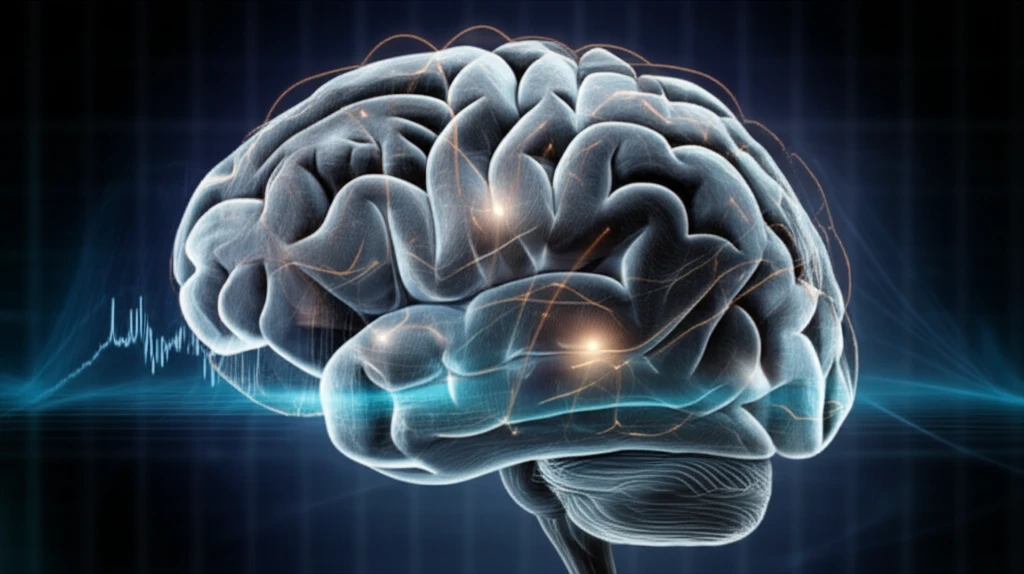 A surreal brain illustration overlaid with EEG data, symbolizing seizure prediction.