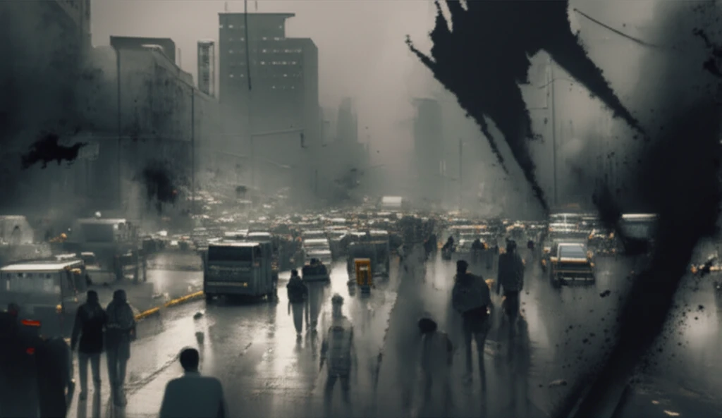 A surreal illustration depicting air pollution in Nairobi, symbolizing the health impacts on residents.