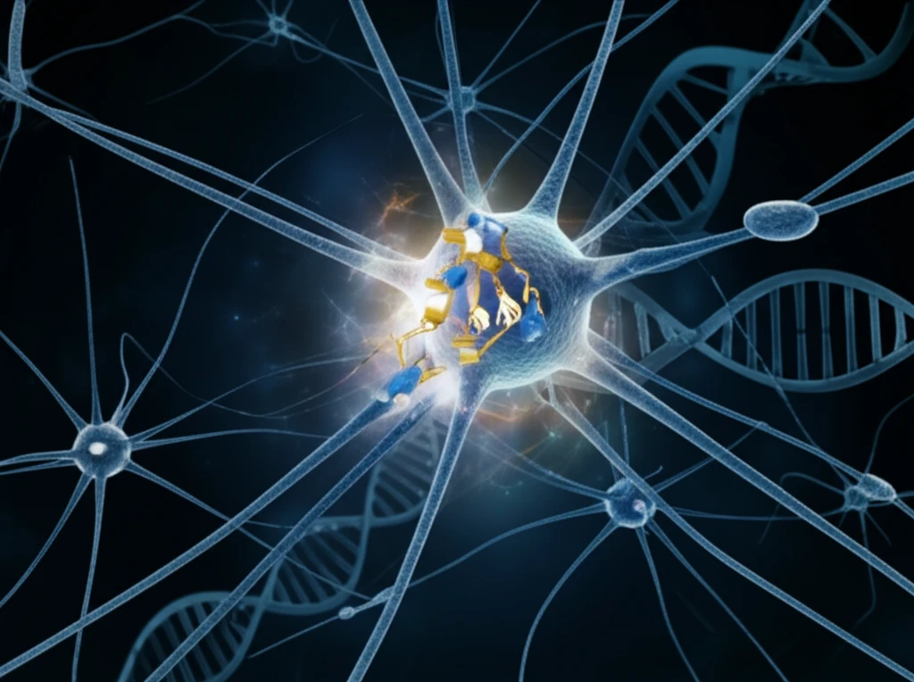 Interconnected neurons with a glowing Calmodulin molecule symbolizing regulatory role in NCL.