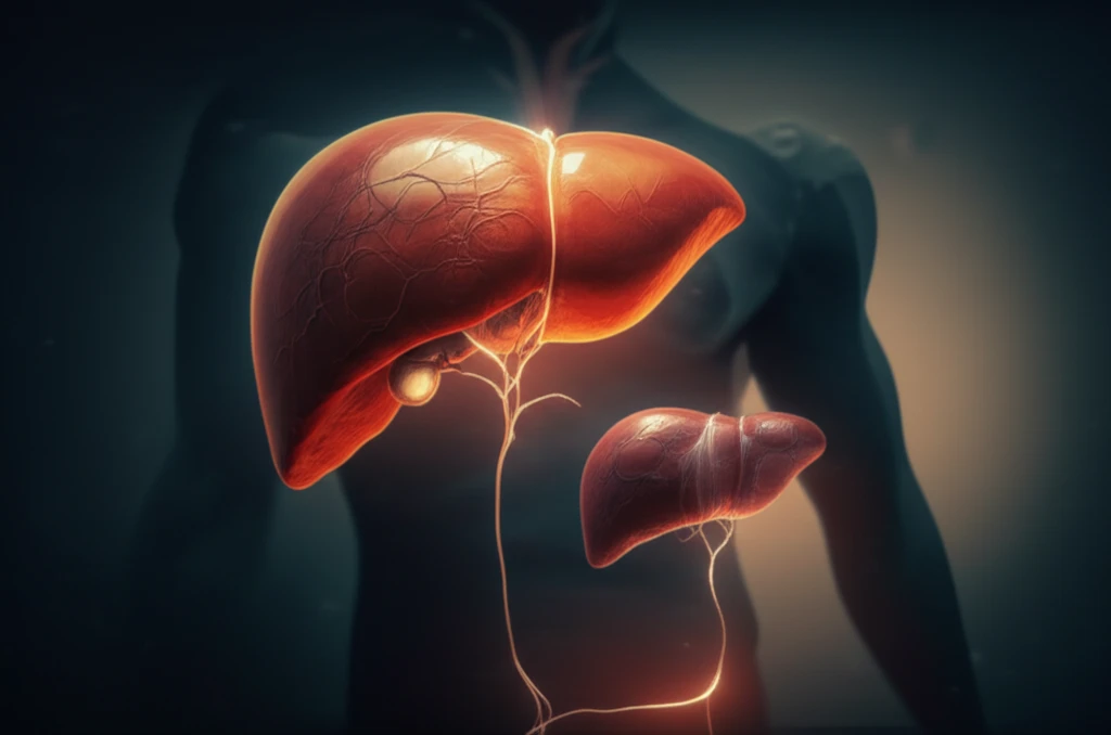 Illustration of liver size mismatch in transplantation, symbolizing the delicate balance between donor and recipient.
