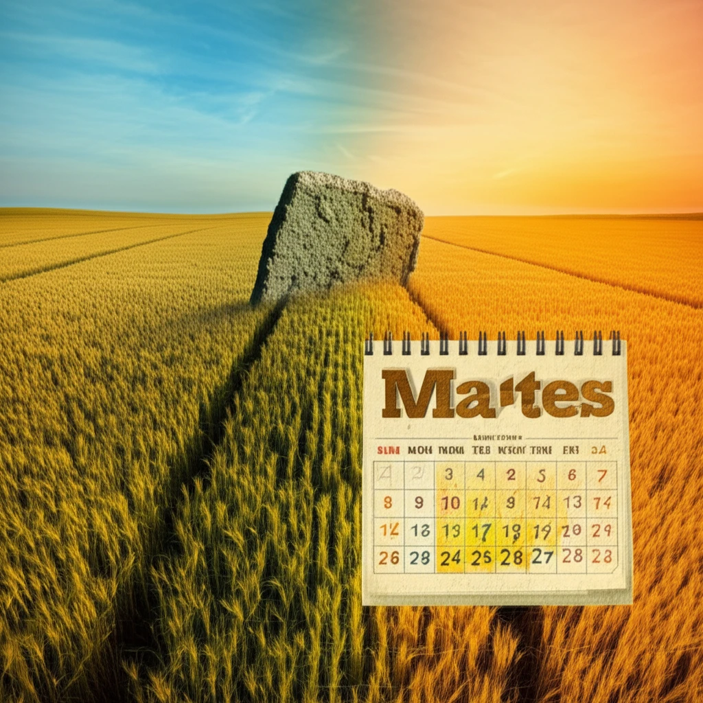 Wheat fields under a thermal gradient, symbolizing growing degree days.