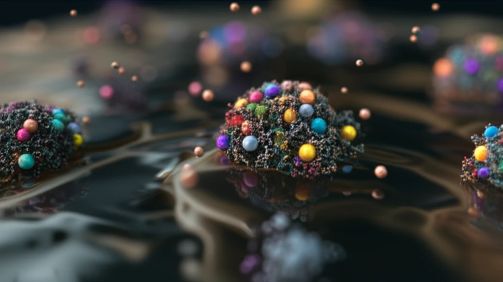 Nano-materials adsorbing heavy metals in polluted water.