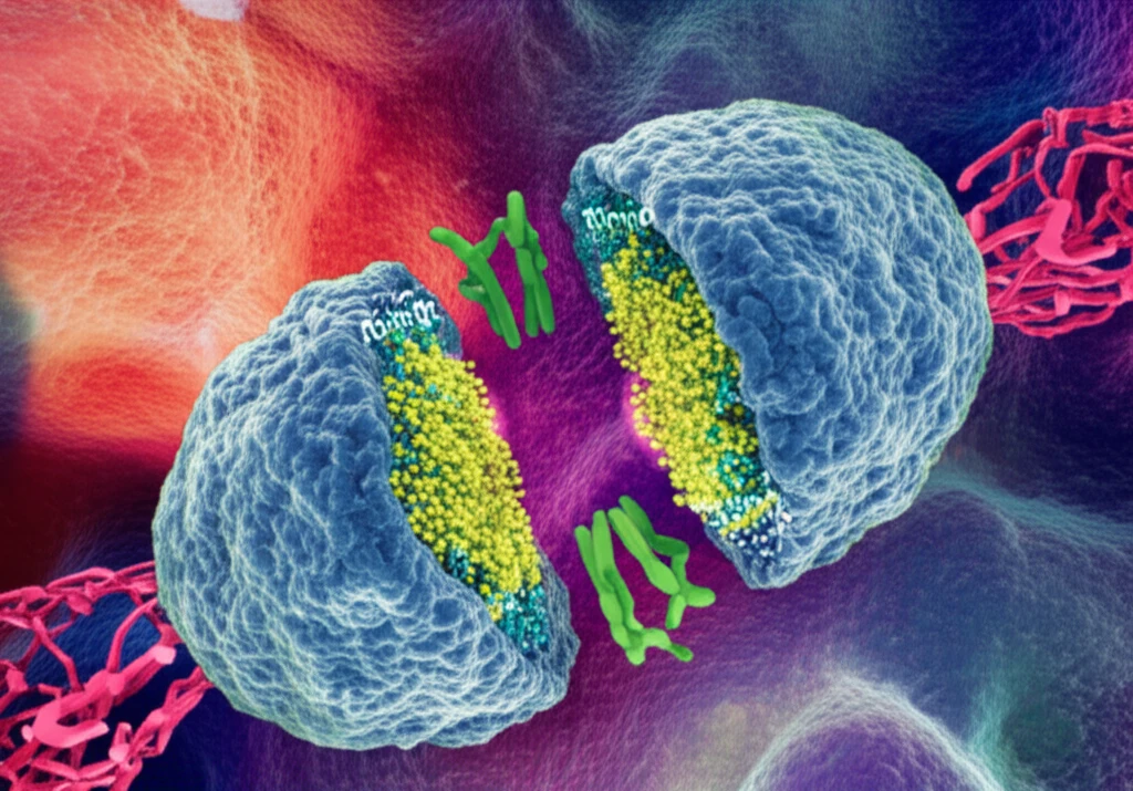 Illustration of RimP protein assembling a ribosome within a bacterial cell.