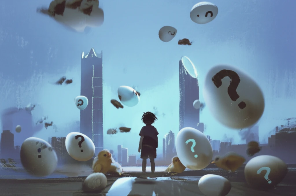 Childhood food allergies in Saudi Arabia, featuring eggs and chickens with question marks