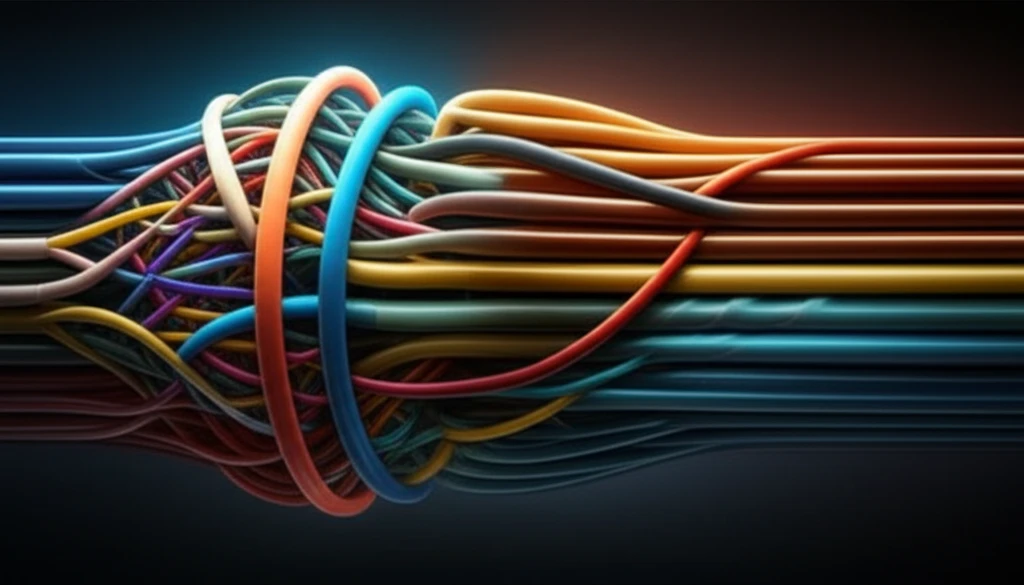 Electric motor windings transforming into an organized four-phase system.
