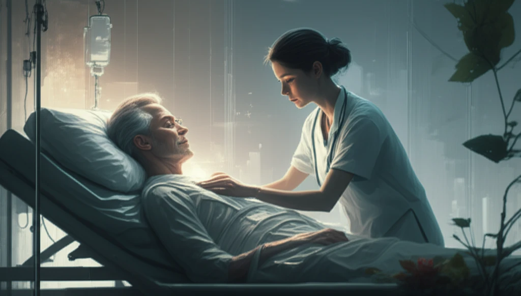 Surreal illustration of compassionate end-of-life care.