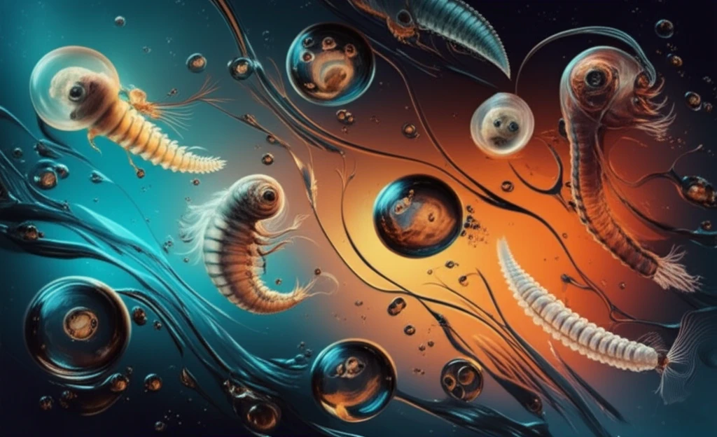 Larval marine life struggling in polluted and warming ocean waters.