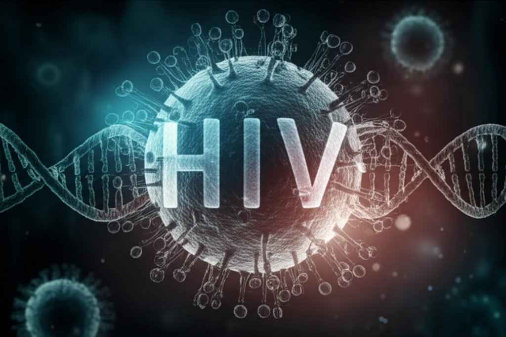 Surreal illustration of reconstructed HIV genome.