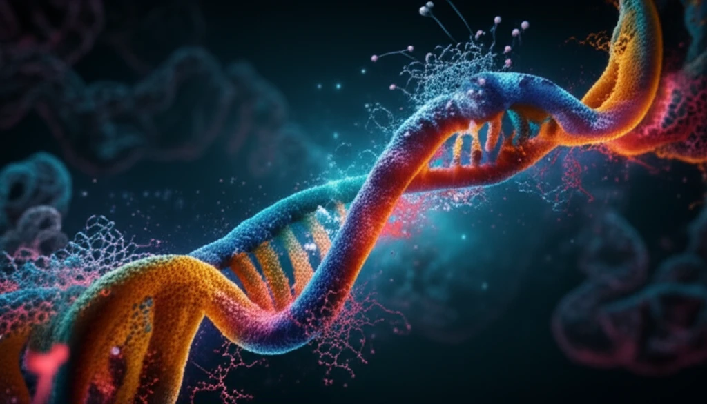 DNA strand intertwined with soft fabric, symbolizing soft tissue sarcoma