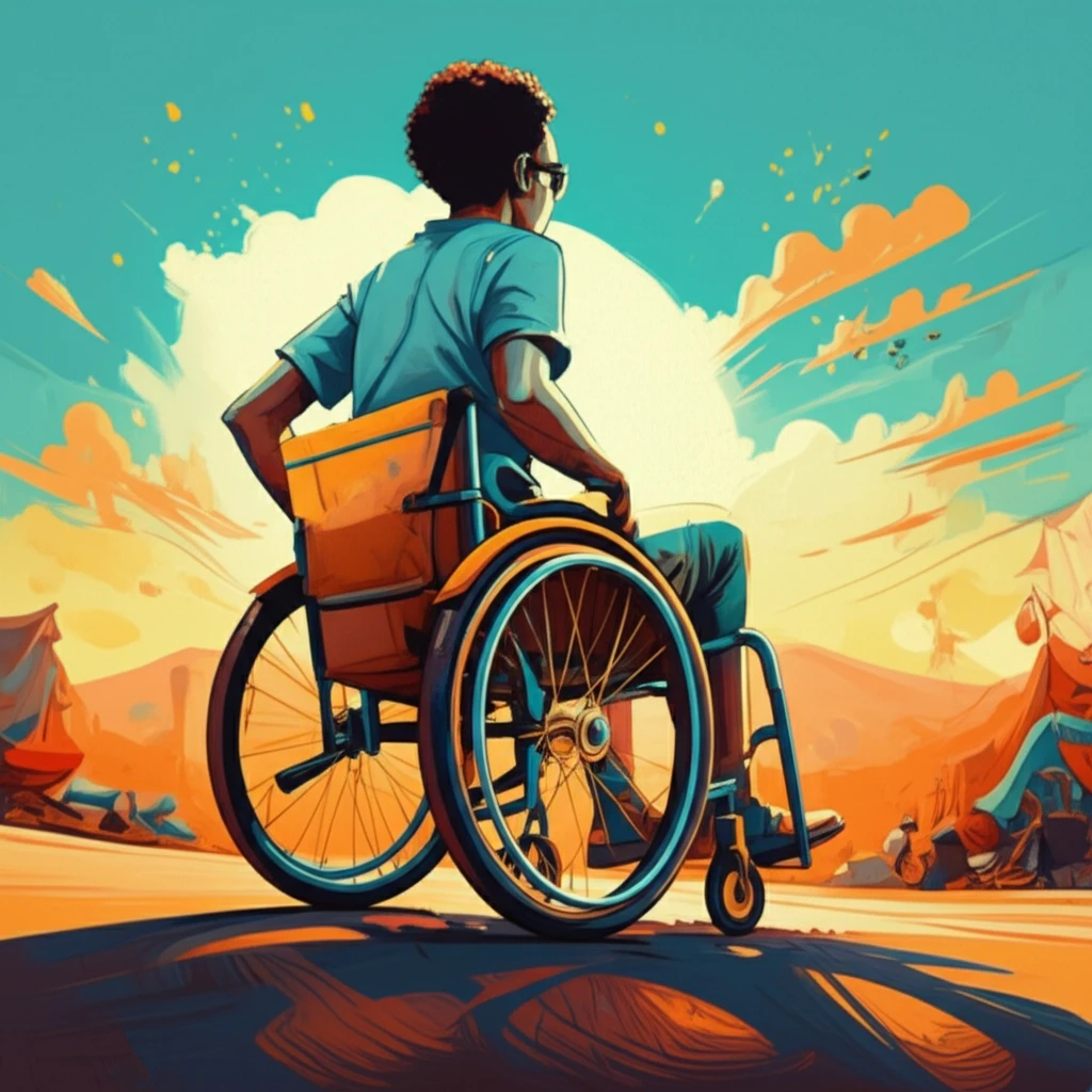 A person using a locally made wheelchair in Tanzania.