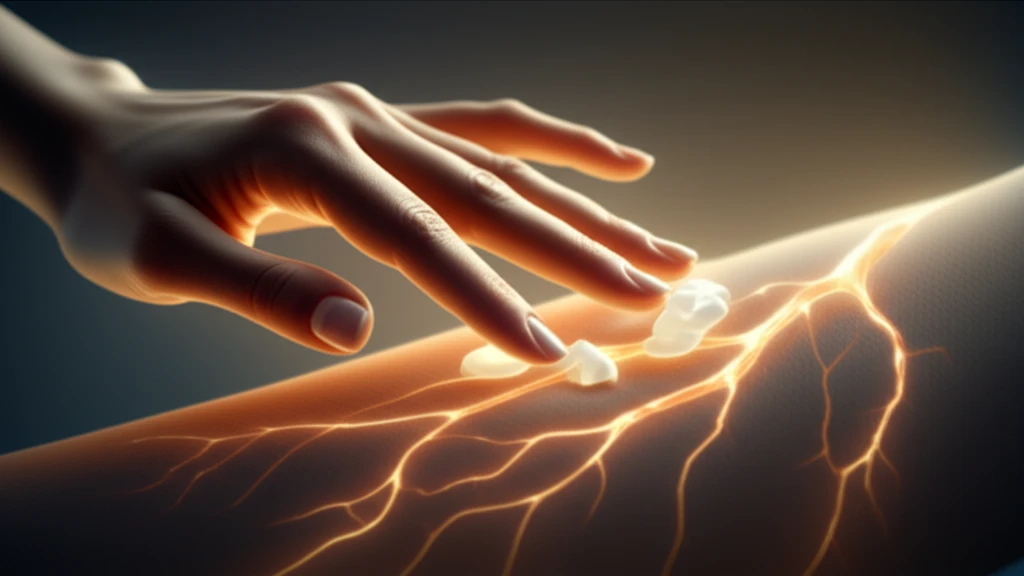 Illustration of a hand applying cream to a glowing nerve pathway, symbolizing neuropathic pain relief.