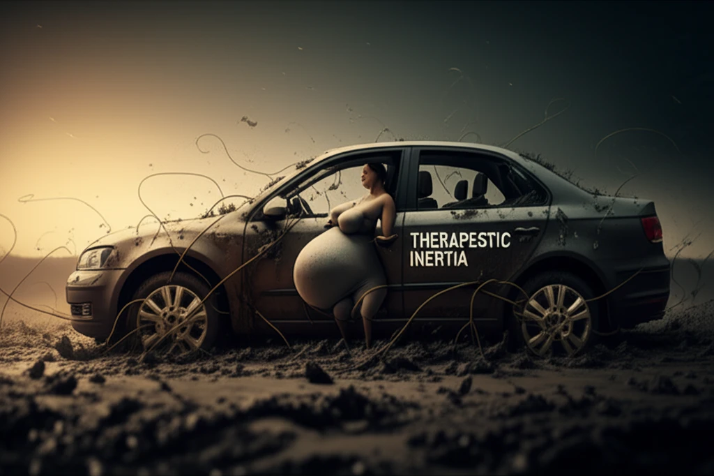 Surreal illustration depicting the interconnected challenges of gestational diabetes, therapeutic inertia, and glycemic control.