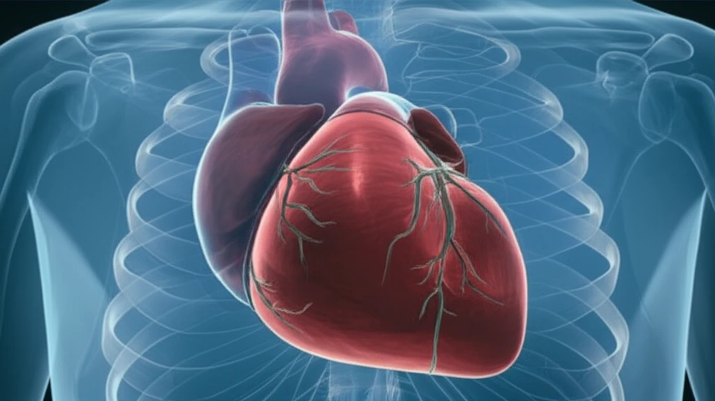 Illustration of a bronchogenic cyst compressing the heart.