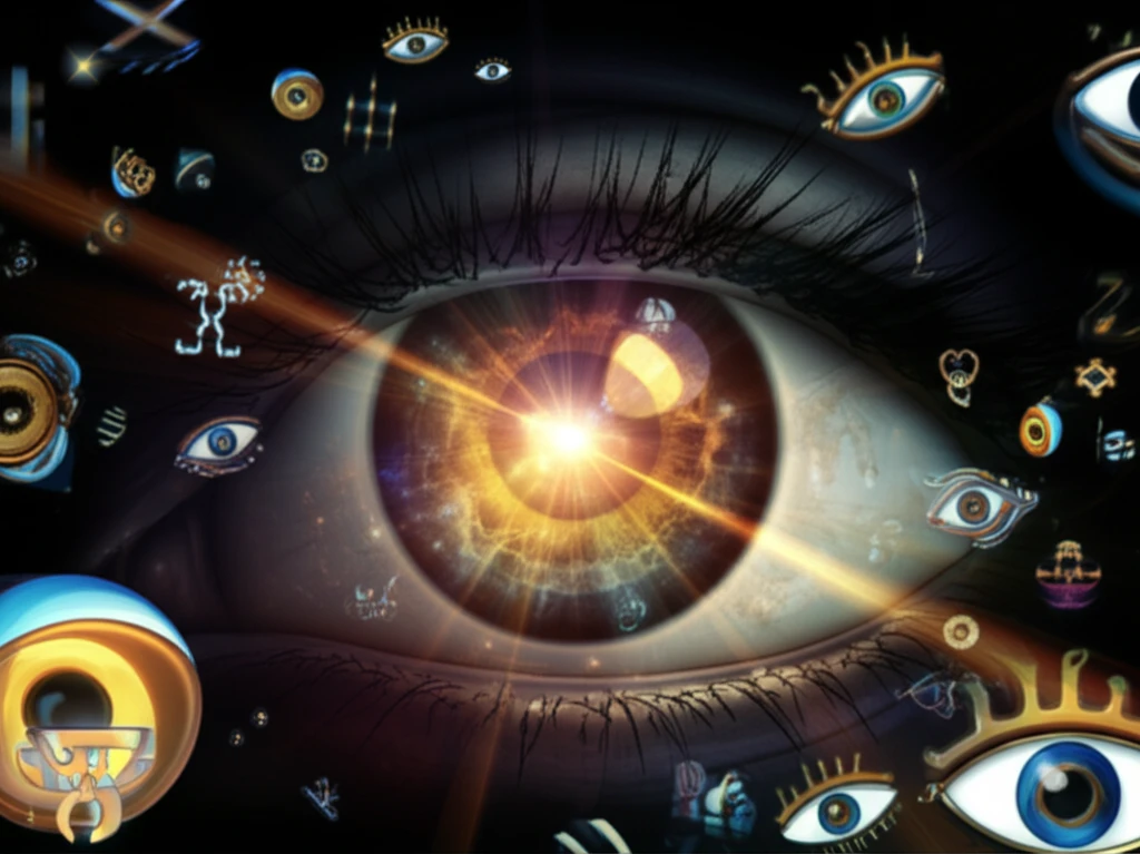 Surreal illustration of OCT scan normalization for diverse eyes.