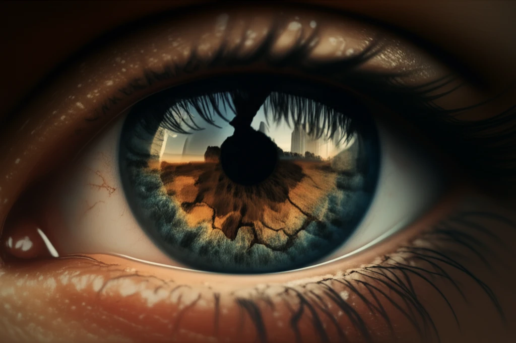 Surreal illustration of contact lens-related dry eye.