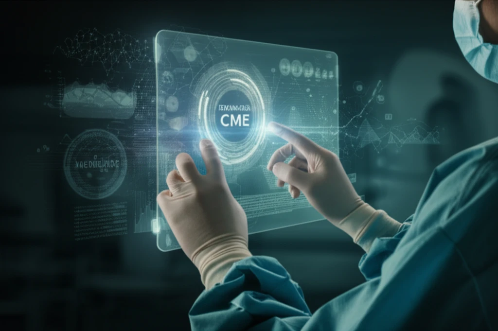 Hand surgeon completing online CME module.