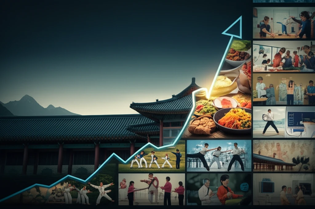 Surreal illustration of diabetes trend in Korea with healthy lifestyle choices.