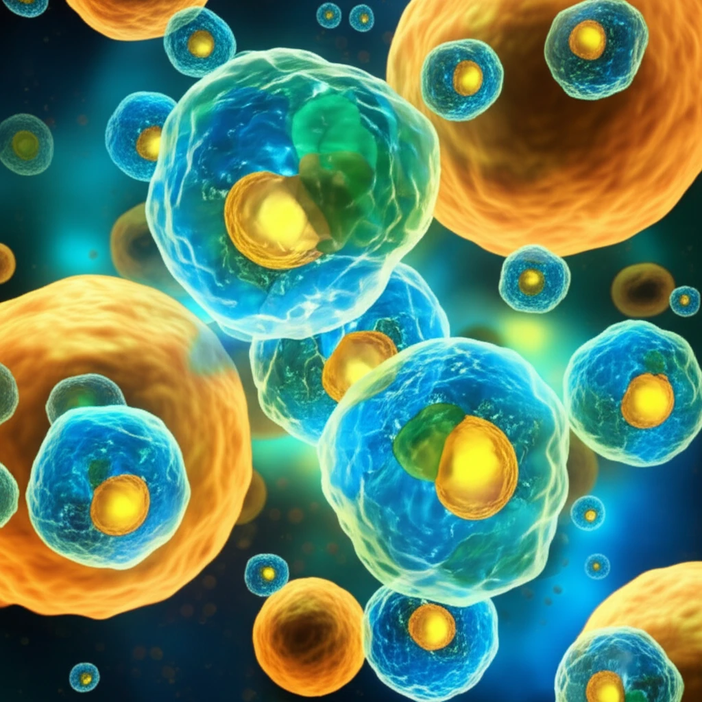 Amylin molecules interacting with fat cells.