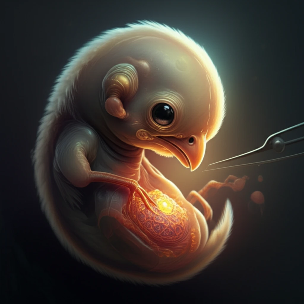 Illustration of tissue transplant in avian embryo for facial development research.