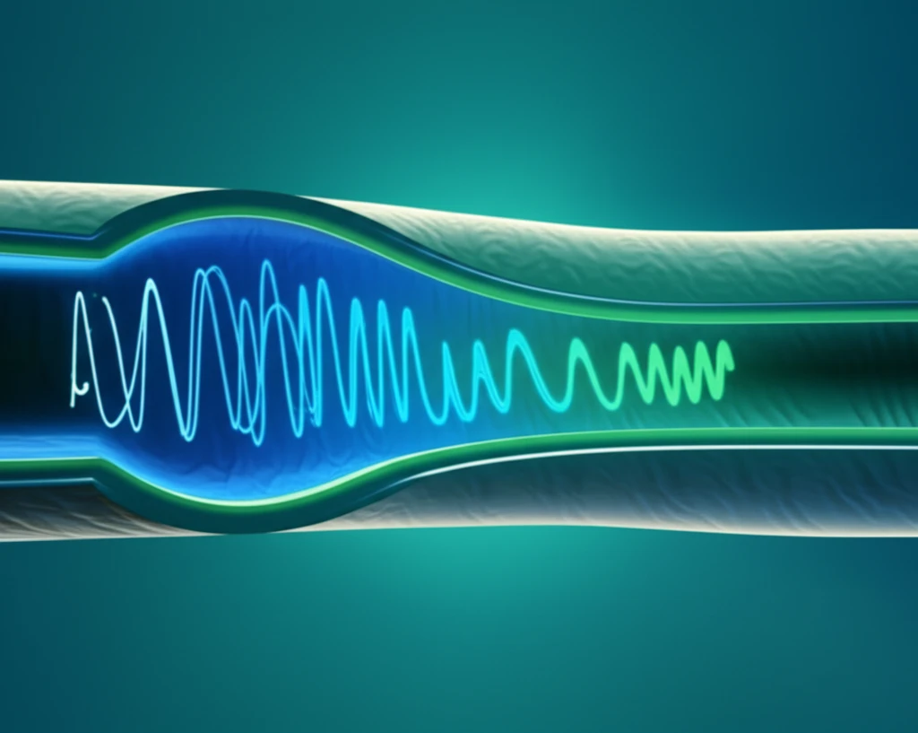 Illustration of a slowing pulse wave in the brachial artery, representing flow-mediated slowing.