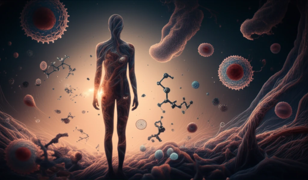 Illustration of systemic sclerosis and related research.