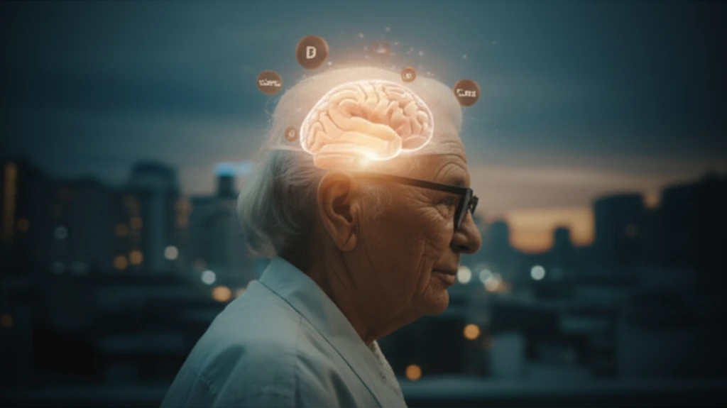 Brain health illustration with vitamin D and calcium symbols