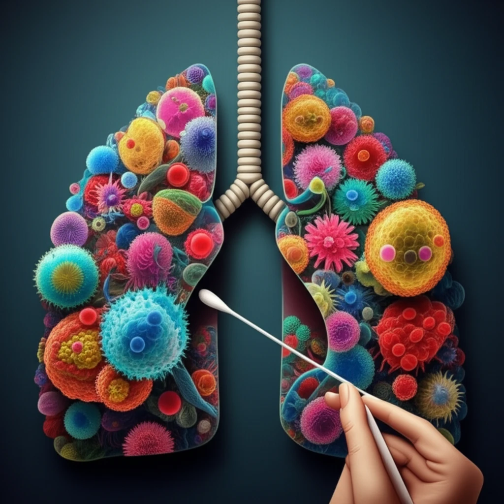 Illustration of lung health with cheek swab.