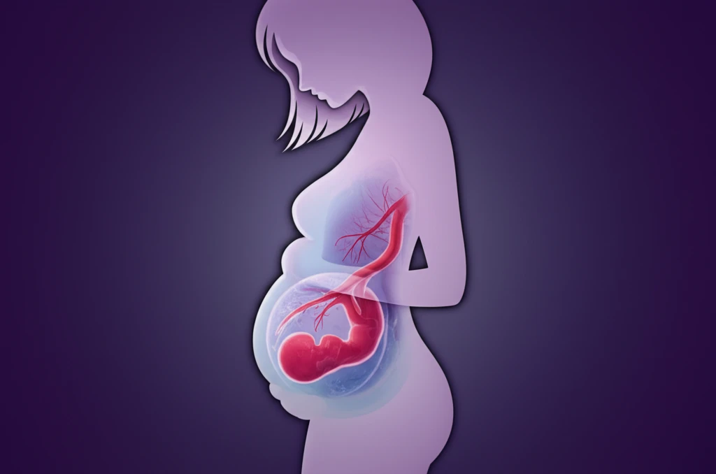 Illustration showing the link between endometriosis and fetal membrane health during pregnancy.