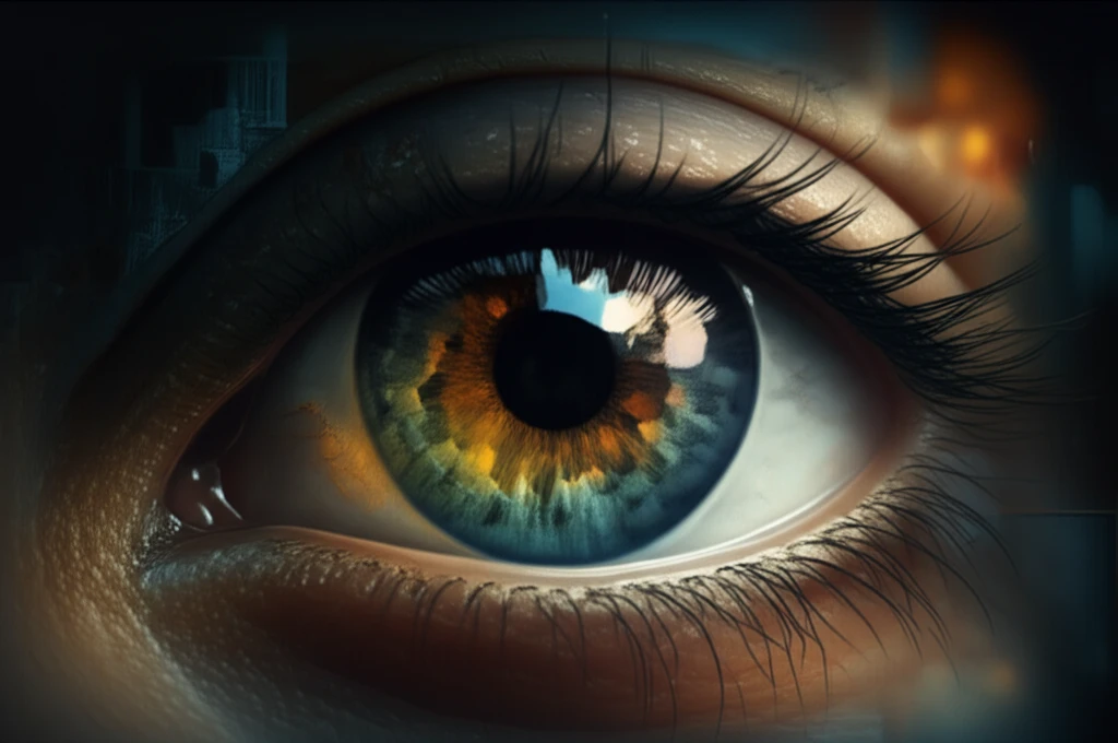 Eye protected by glowing shield, symbolizing IMI treatment for retinal detachment