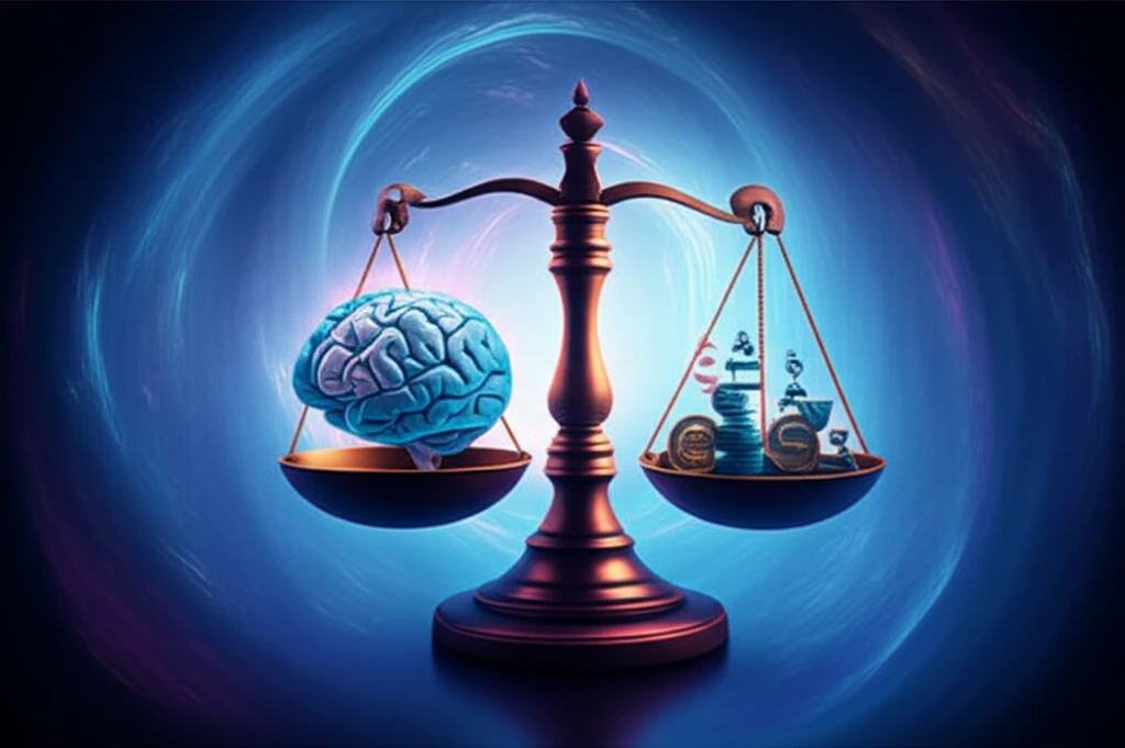 Balanced scale with a brain. Abstract Illustration