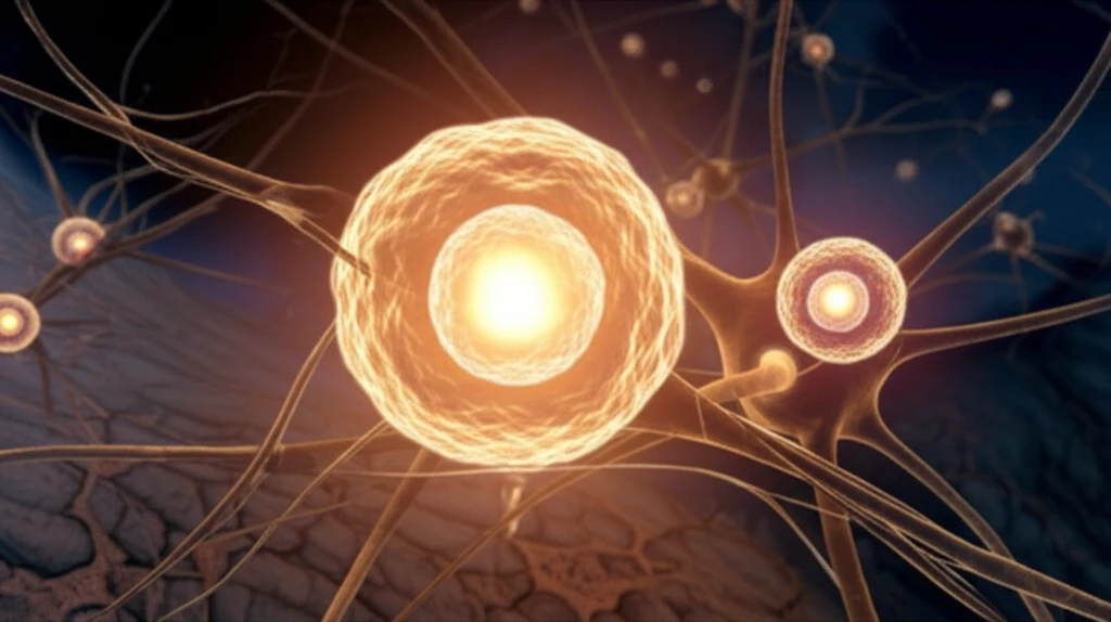 Stem cells interwoven with nerve fibers, symbolizing pain relief.