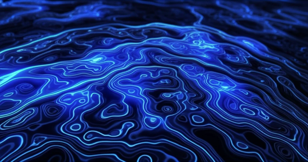 Microscopic view of the inner workings of an OLED display, with molecules emitting blue light.